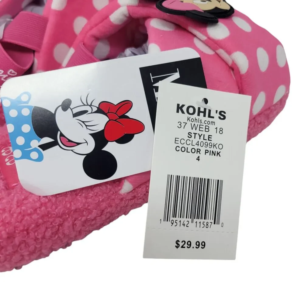 Disney Minnie Mouse Slippers House Shoes Girls size 4 Pink Soft NWT $29.99